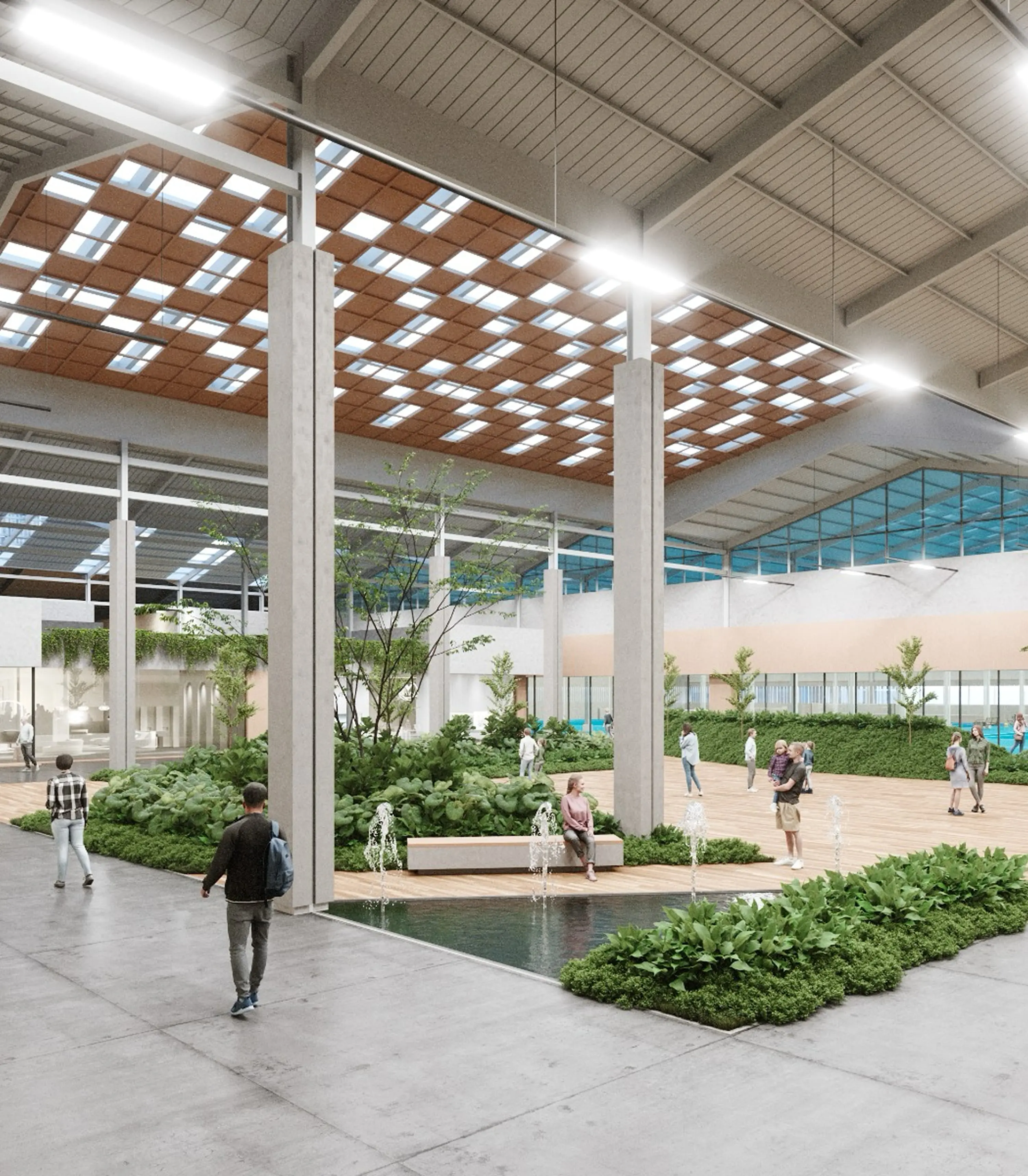 3D render of urban mills sport hub lobby.