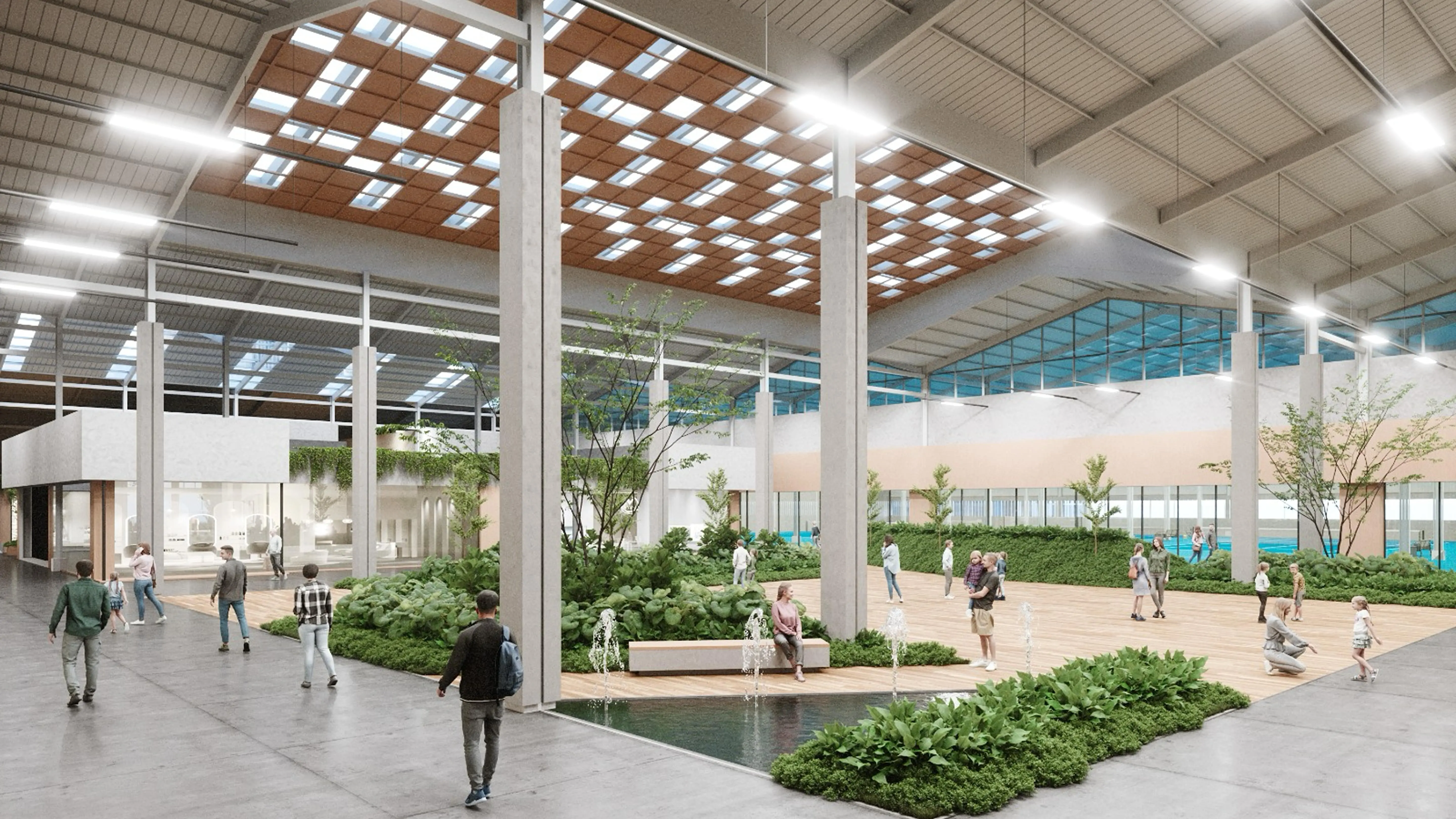 3D render of urban mills sport hub lobby.