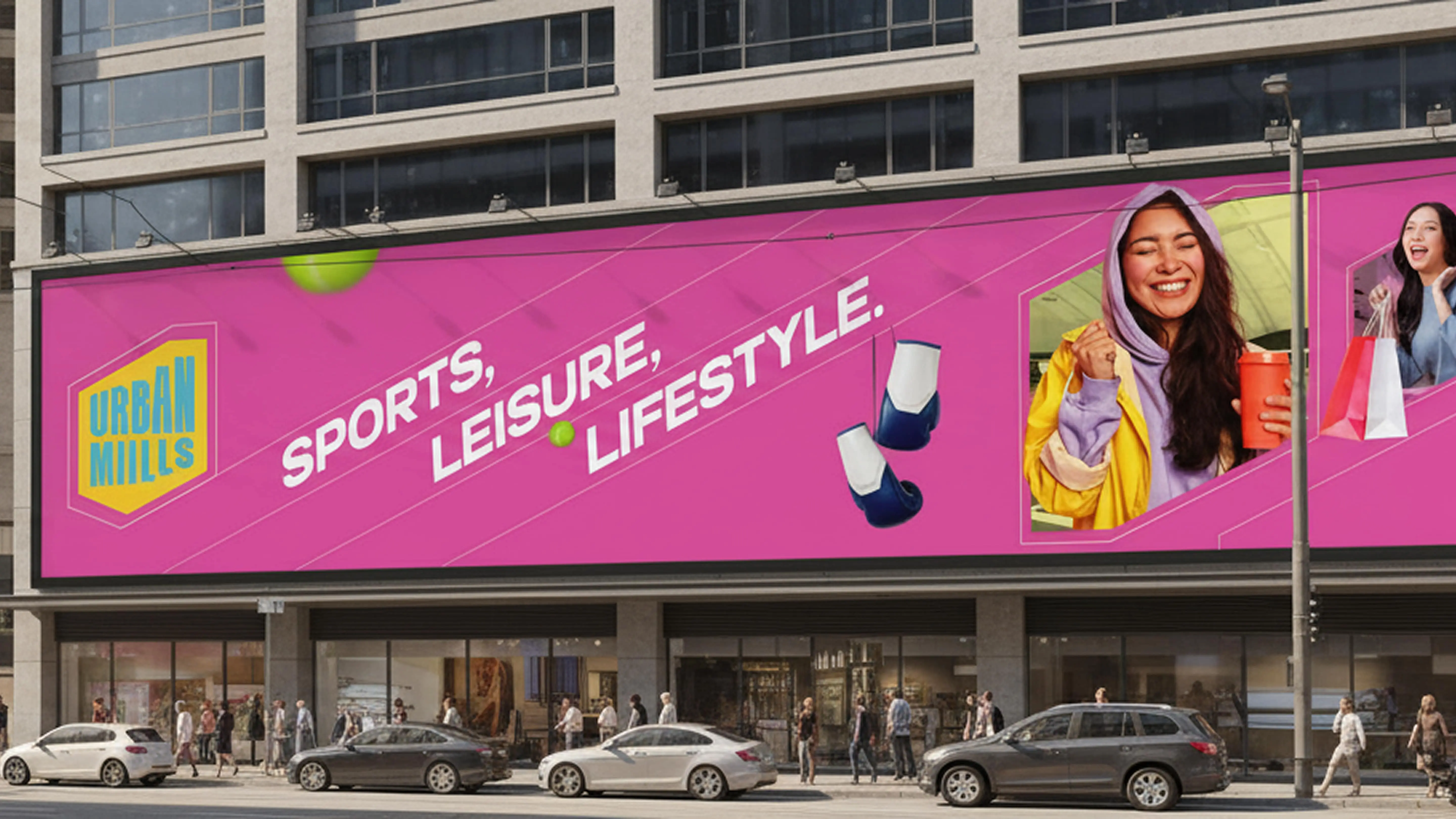 A mockup banner of urban mills.