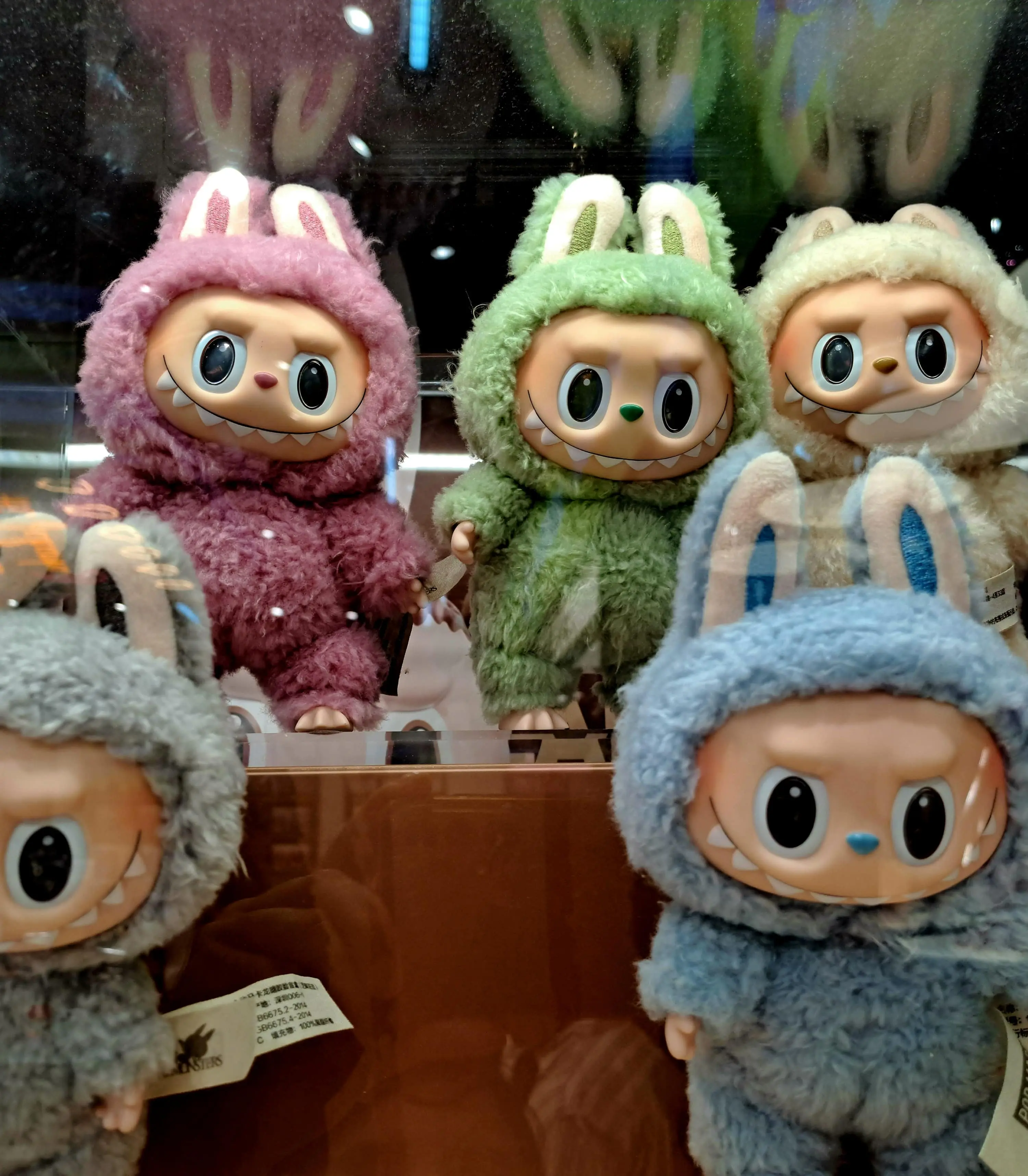 Labubu toy figures displayed in popmart outlet in jakarta.