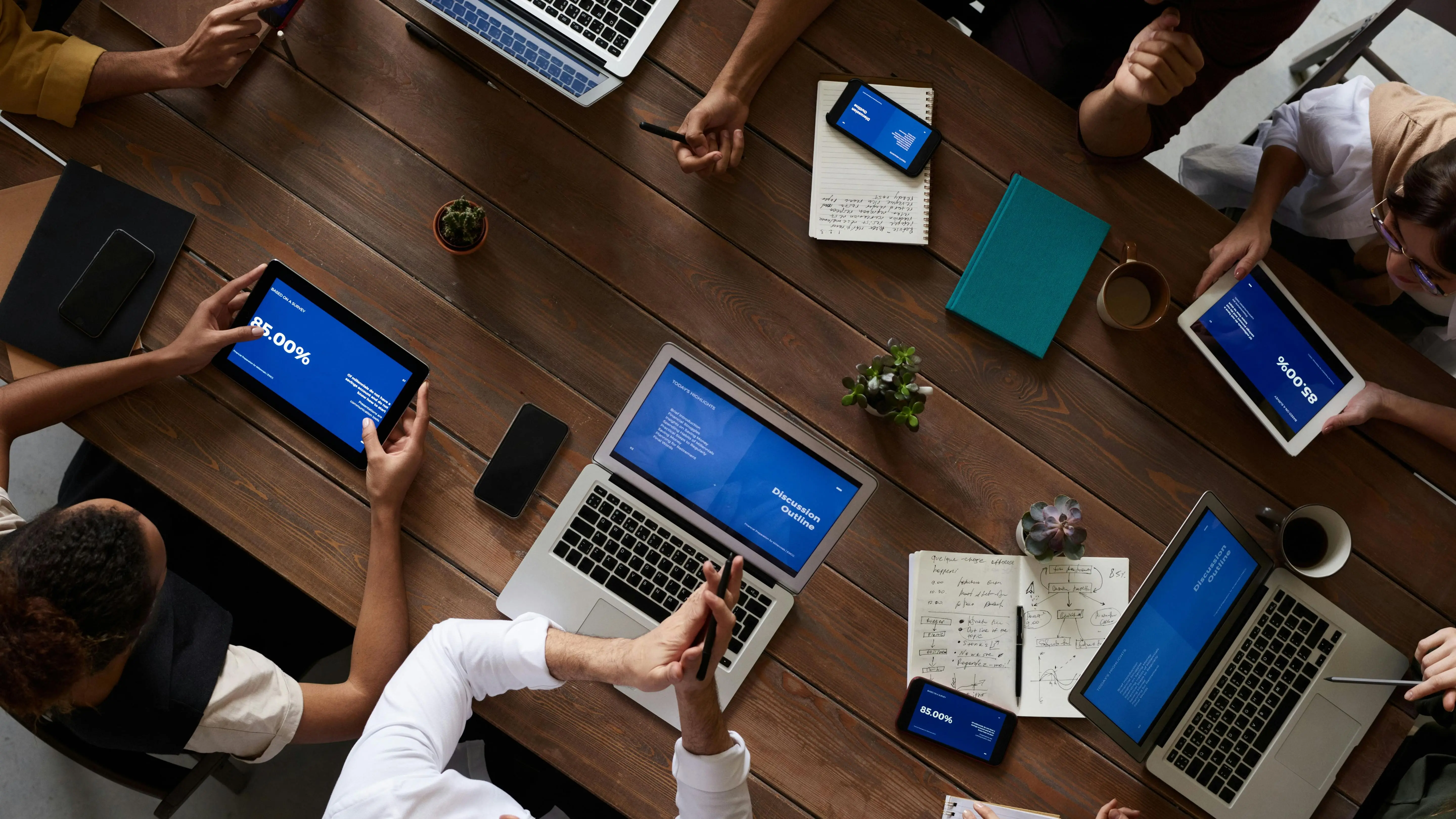 People having a business meeting discussion together.