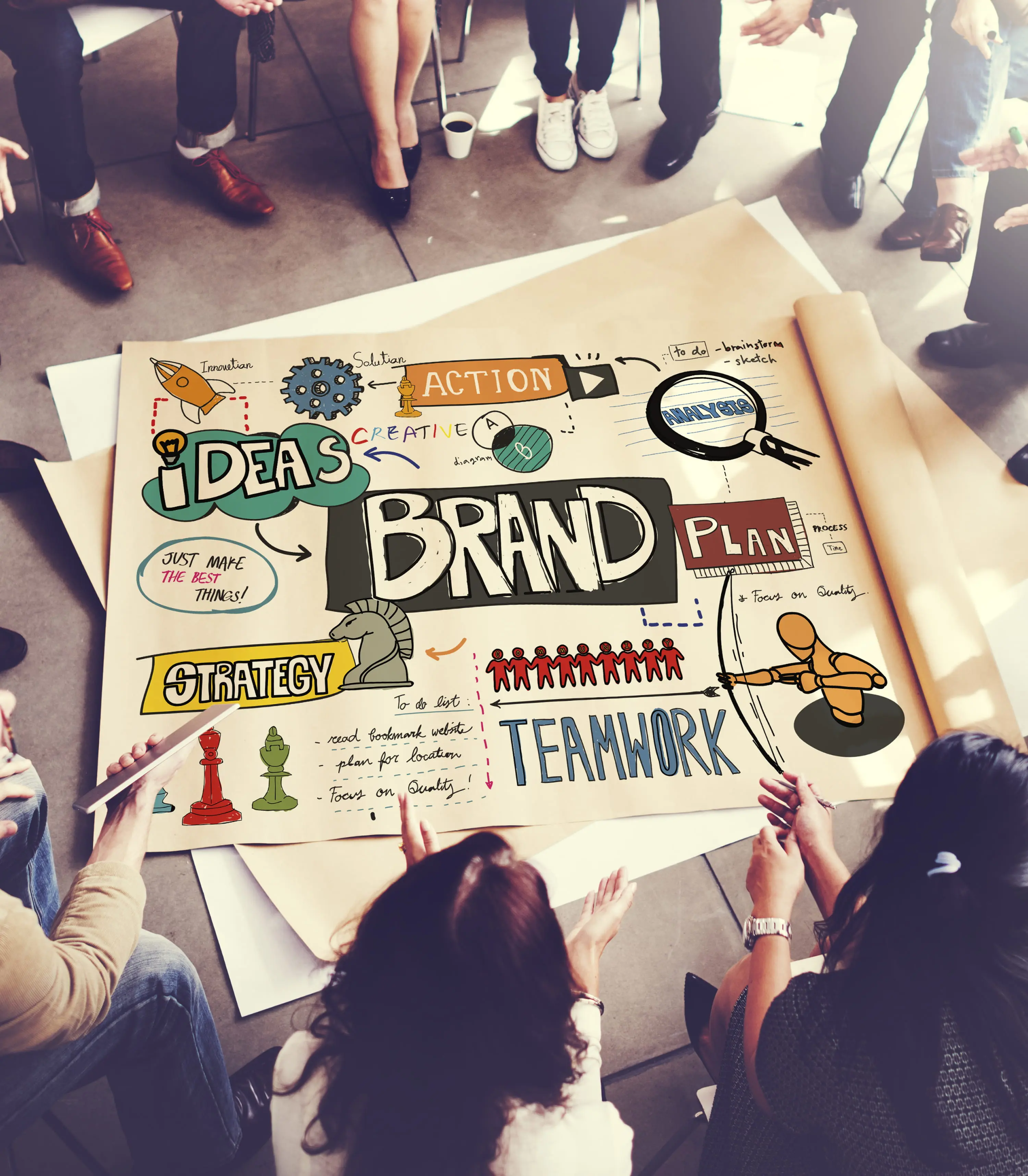 Business people in office for meeting with creative strategy for brand management.