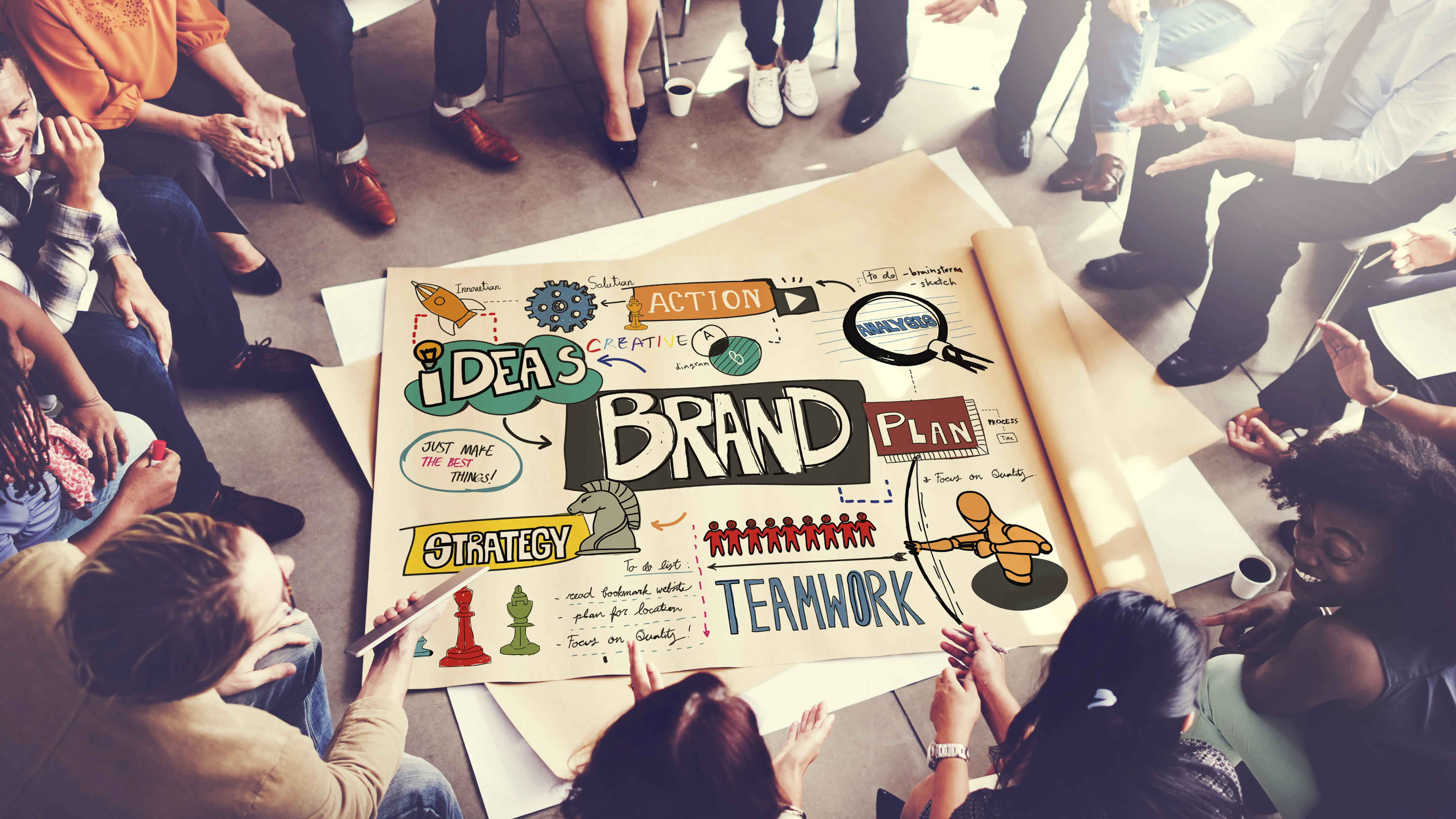 Business people in office for meeting with creative strategy for brand management.